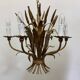 Large wheat sheaf leaf gold gilt chandelier, 1960’s