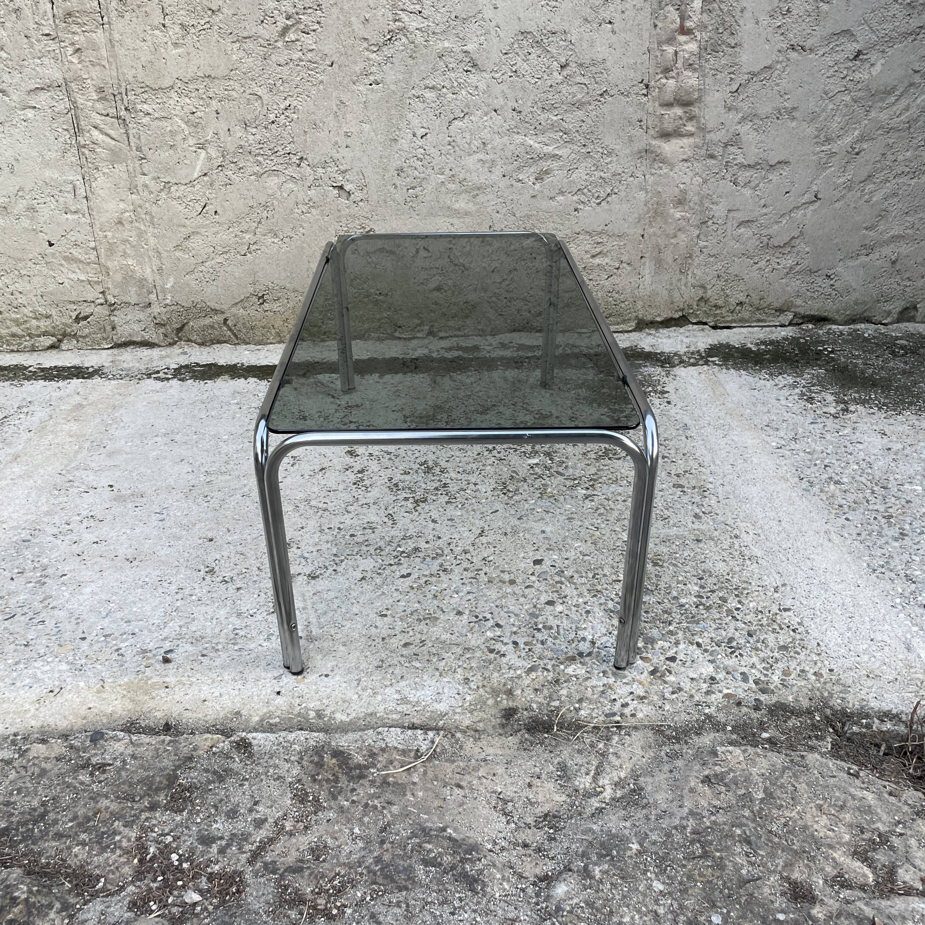 Coffee table smoked glass and chrome