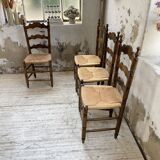 Set of rustic Provençal mulched chairs