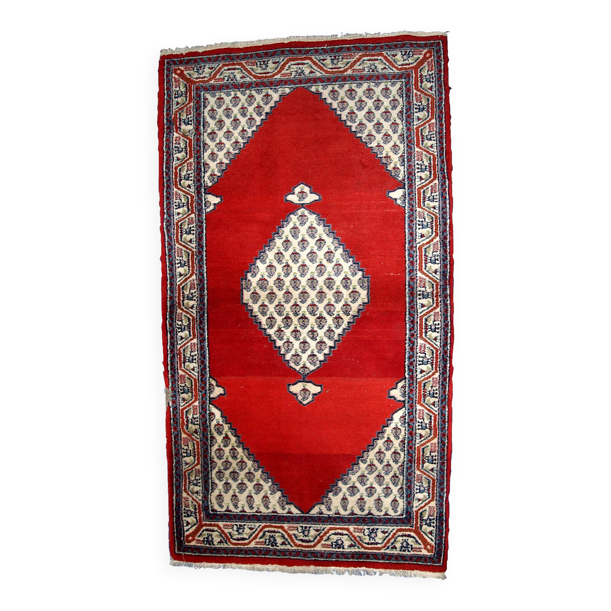 Tapis Vintage Seraband Indien en Laine, Années 1970, Élégance Artisanale