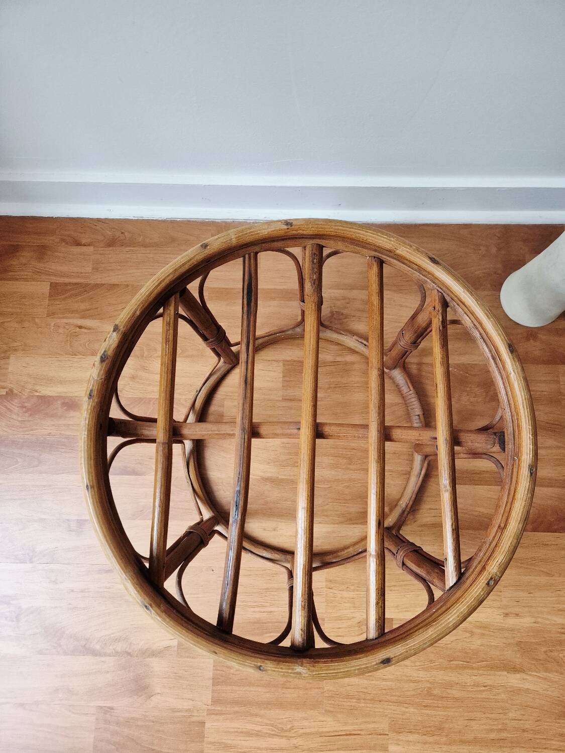 Petit tabouret/porte-plante en rotin '1970 - Vintage