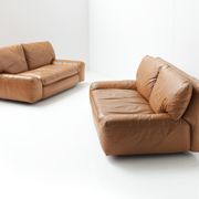 Canapés en cuir cognac Bengodi design Cini Boeri pour Arflex Italie