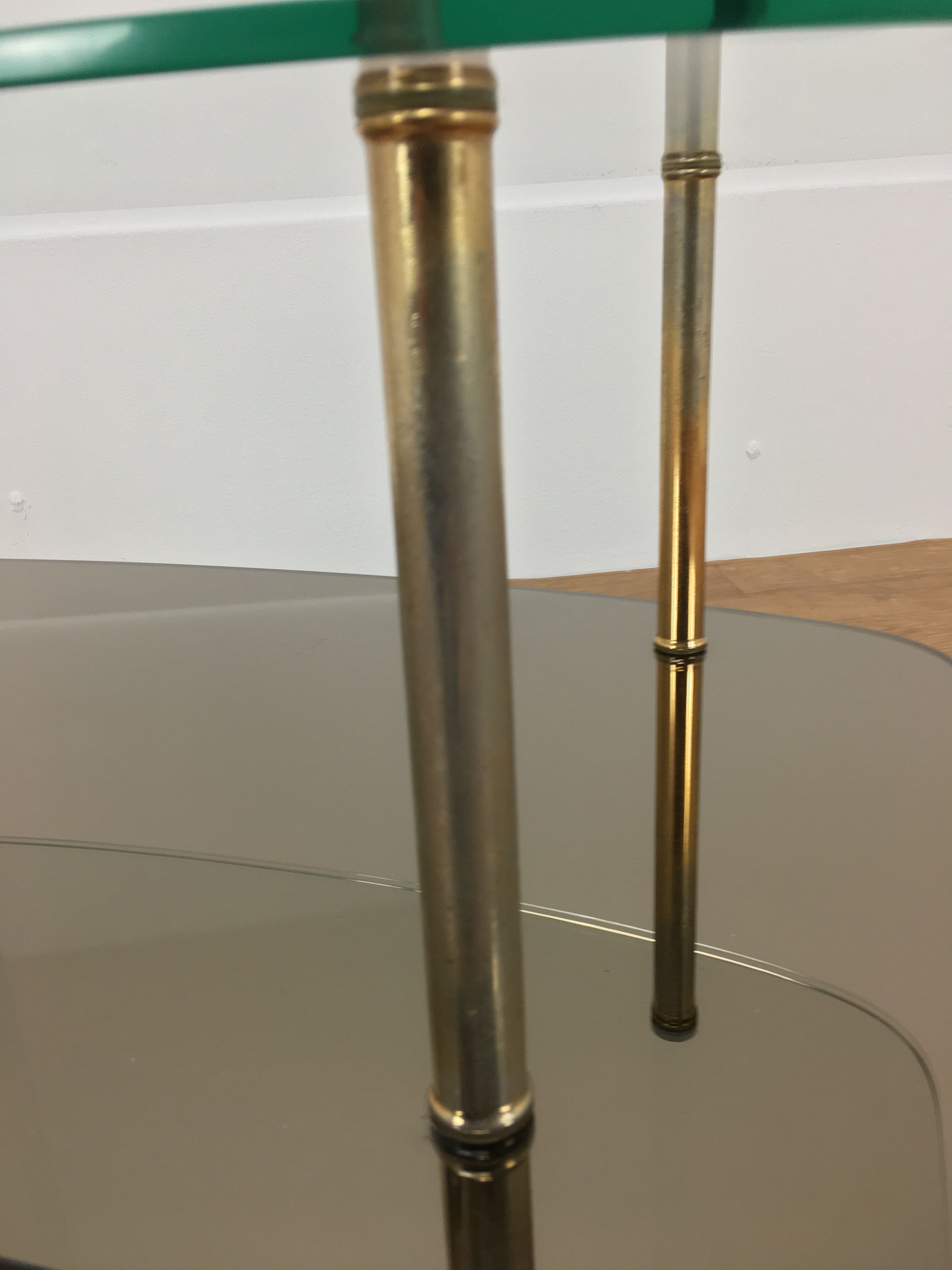 Double tray coffee table glass and gold metal 50s