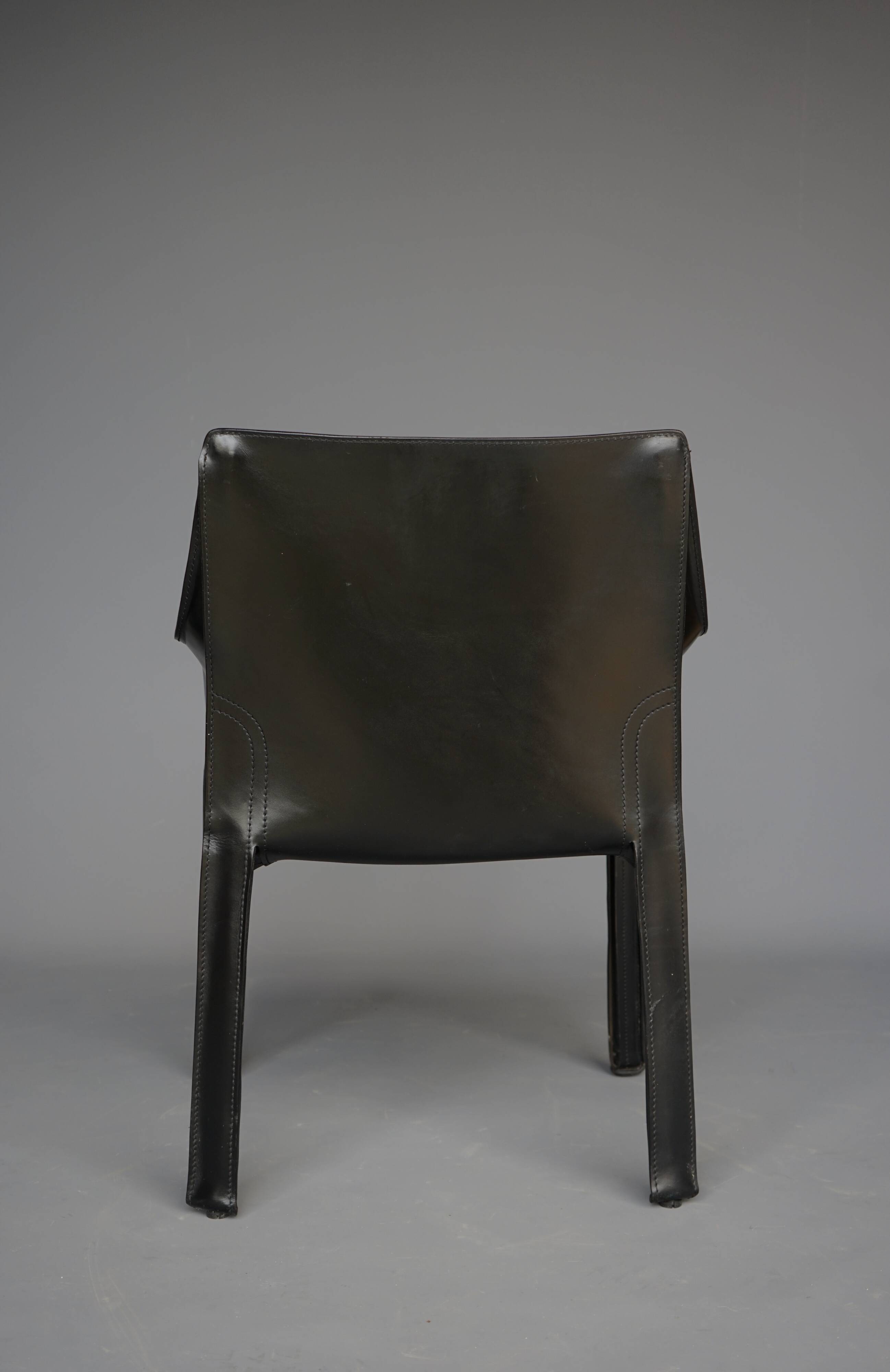 Leather 413 Cab Armchair by Mario Bellini for Cassina, 1970s