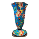 Faience cornet vase with floral decoration signed Emaux de Longwy