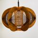 Scandinavian suspension lamp wood and wire 70s