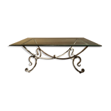 Glass and steel coffee table