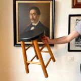 Light and black wooden stool