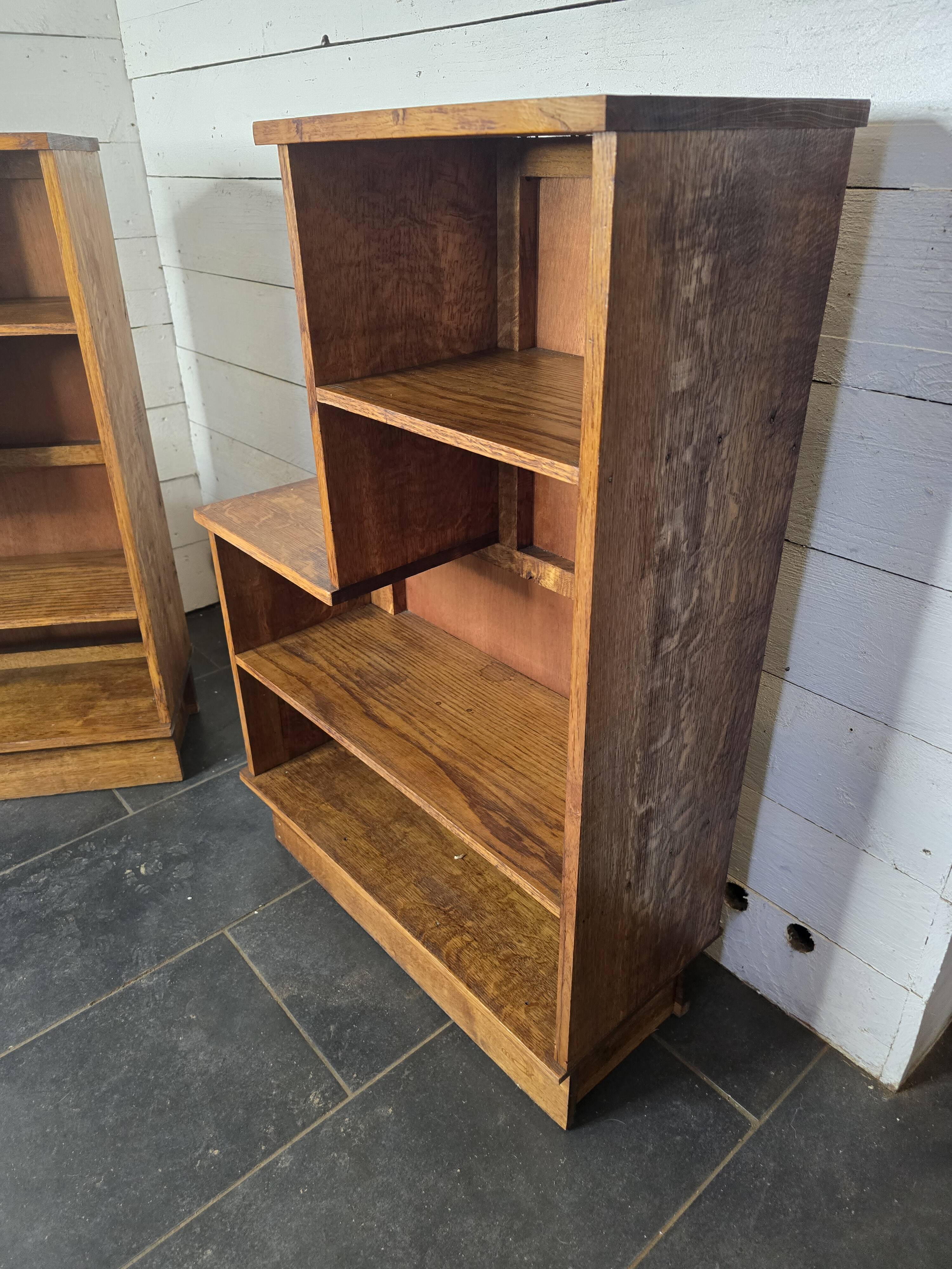 Pair of 1960s solid oak bookcases