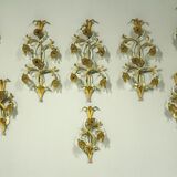 Set of 10 Wall Lights from colored hand crafted iron and Murano glass