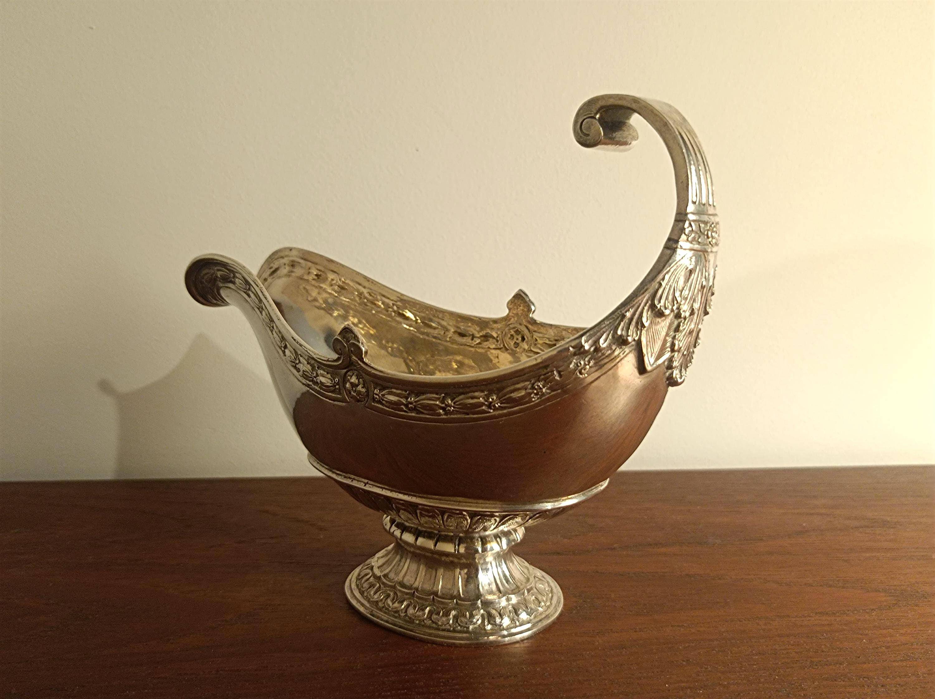 Silver sauceboat 800, Louis XVI style, Hanau around 1900