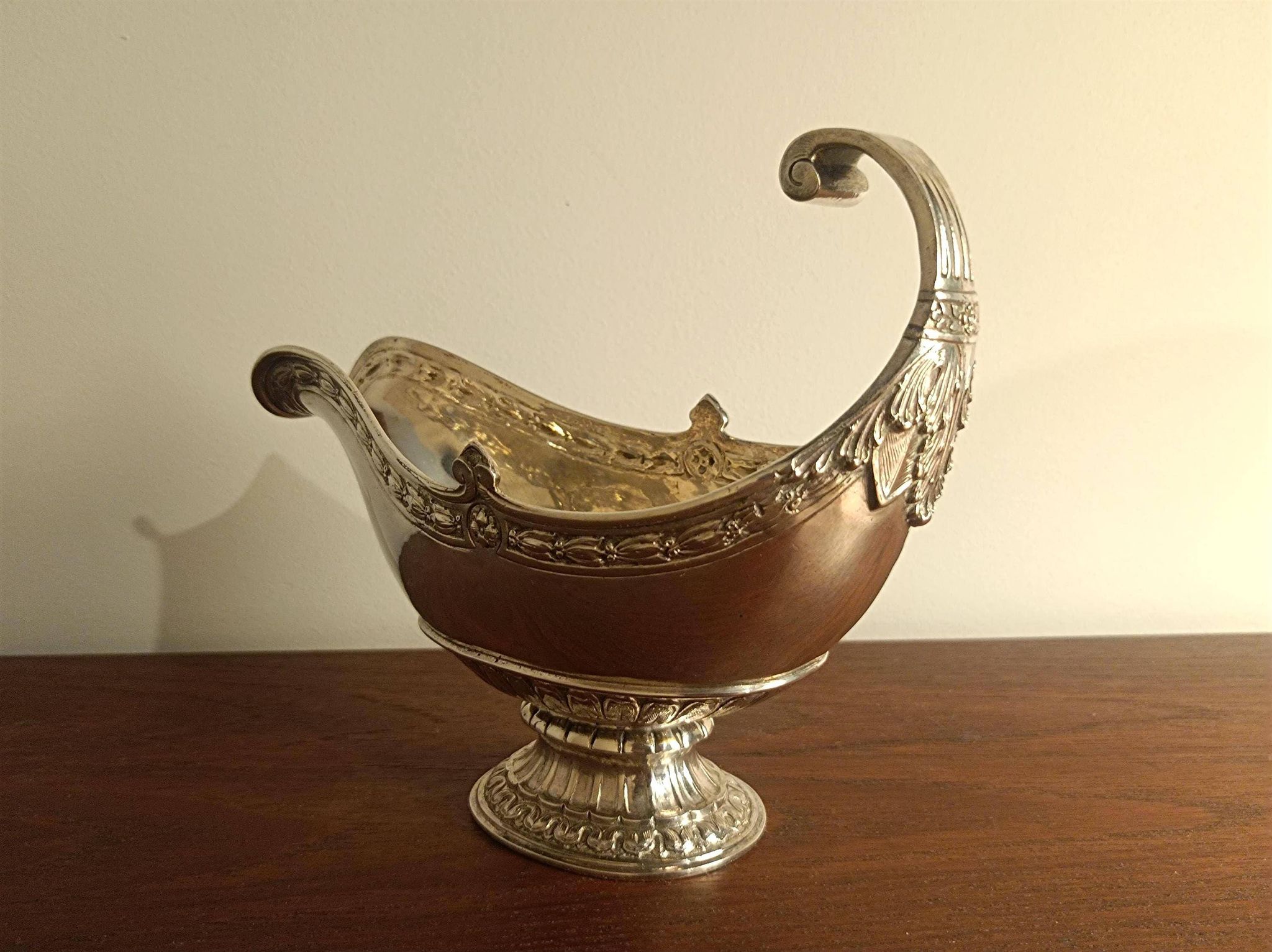 Silver sauceboat 800, Louis XVI style, Hanau around 1900