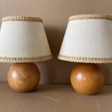 Set of 2 solid wood bedside lamps
