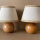 Set of 2 solid wood bedside lamps