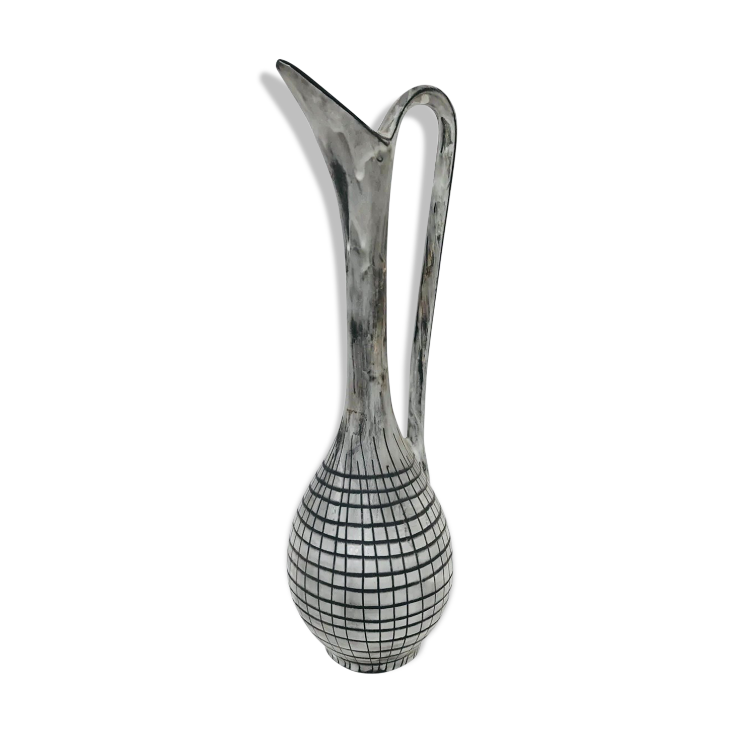 Vintage grey ceramic bud vase, 1970