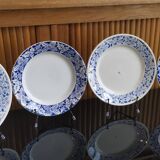 4 assiettes plates en faïence bleue et blanche de K&G Lunéville, modèle Blida