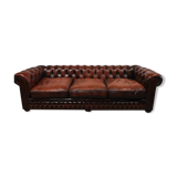Brown leather chesterfield sofa 3 places