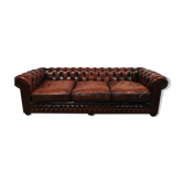 Canapé chesterfield cuir marron 3 places