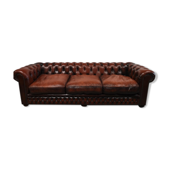 Brown leather chesterfield sofa 3 places