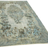 Hand-knotted vintage turkish 1980s 176 cm x 284 cm blue rug