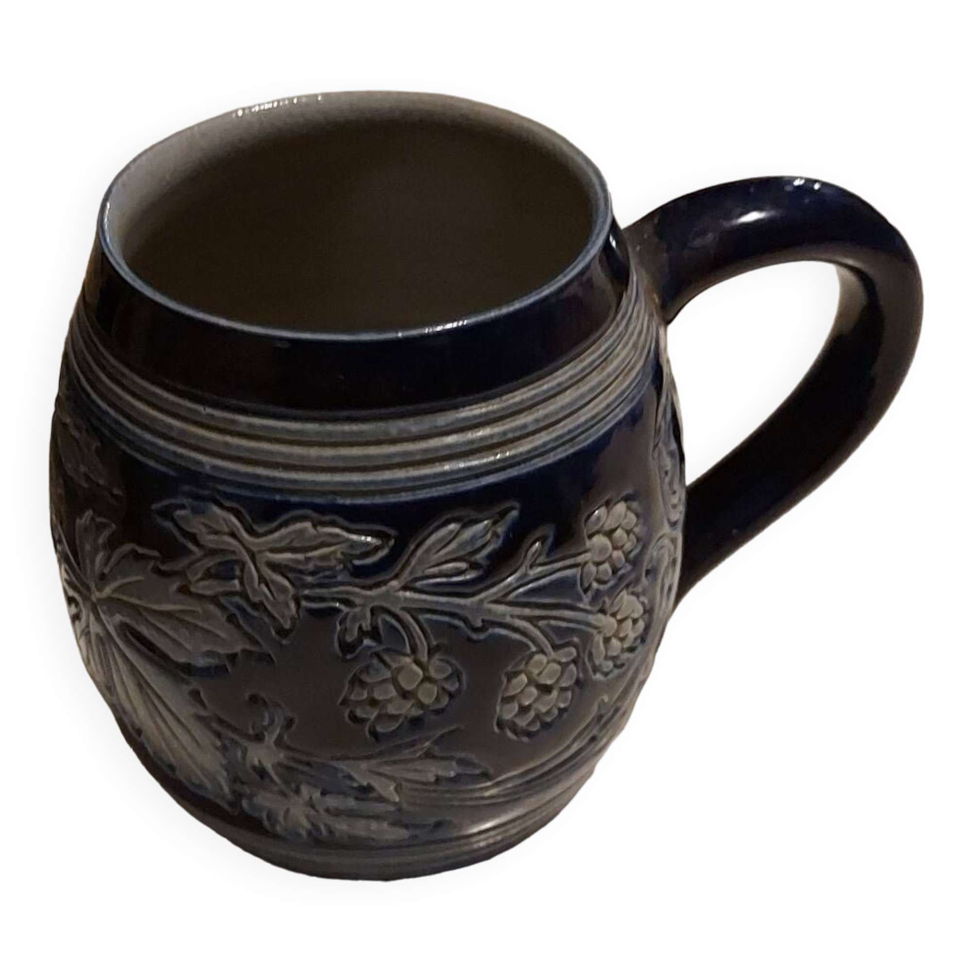 Vintage mug or tankard in Alsace blue enamel, numbered and signed Betschdorf
