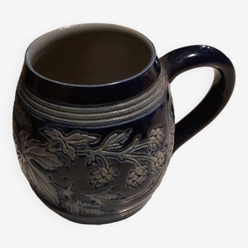 Chope ou mug vintageven gré émaillé bleu d'Alsace numérotée signé Betschdorf