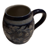 Vintage mug or tankard in Alsace blue enamel, numbered and signed Betschdorf