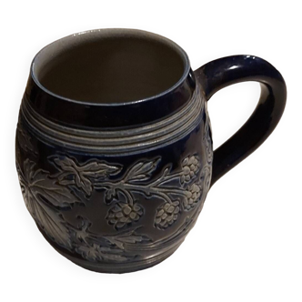 Chope ou mug vintageven gré émaillé bleu d'Alsace numérotée signé Betschdorf