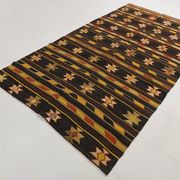 6x10 Black & Yellow Turkish Wool Kilim Rug,Area Kilim Rug 170x312 Cm