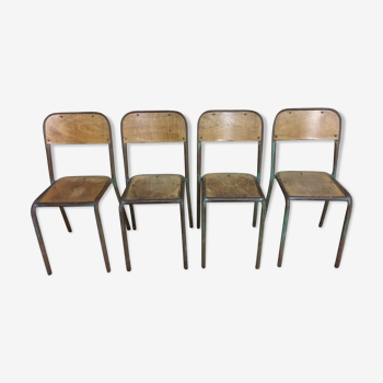 Set of 4 wood & metal chairs