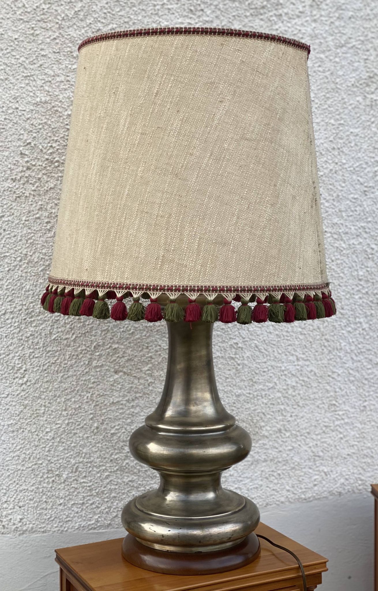 Large vintage patinated metal lamp from the 1970s.