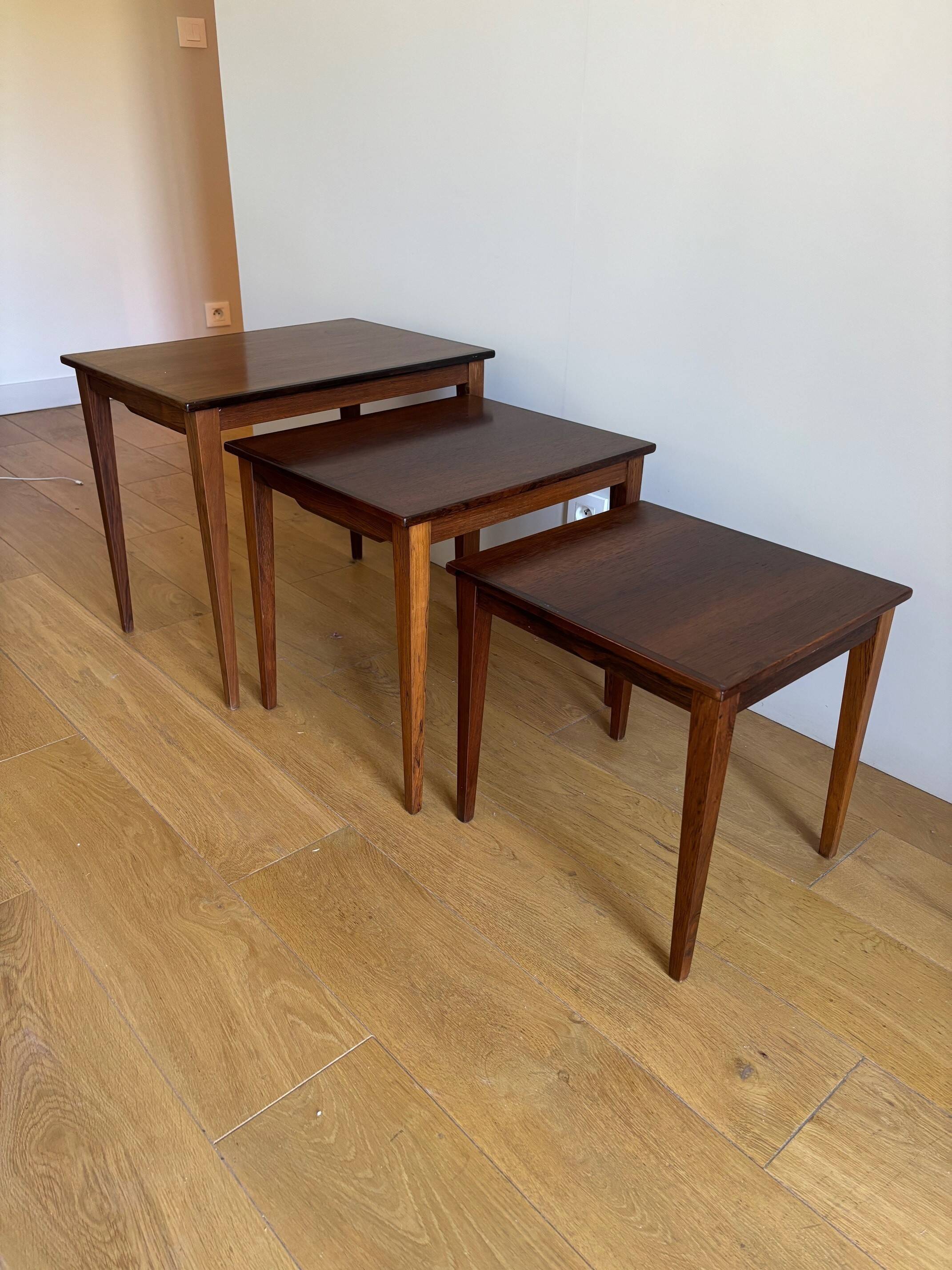 3 rosewood nesting tables - Denmark 1960s
