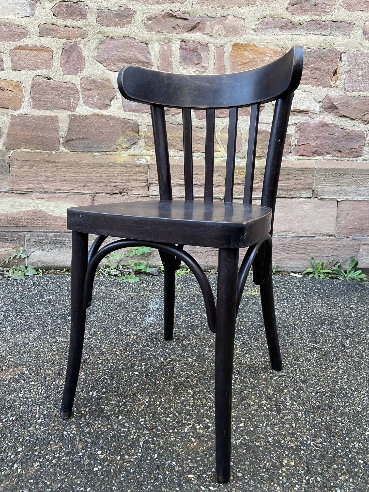 set of 6 Viennese chairs curved wood restaurant Paris bistro Fischel 1960