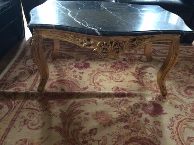 Coffee table in wood and marble