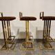 Belgochrom brass bar stools, set of 3, 1970s