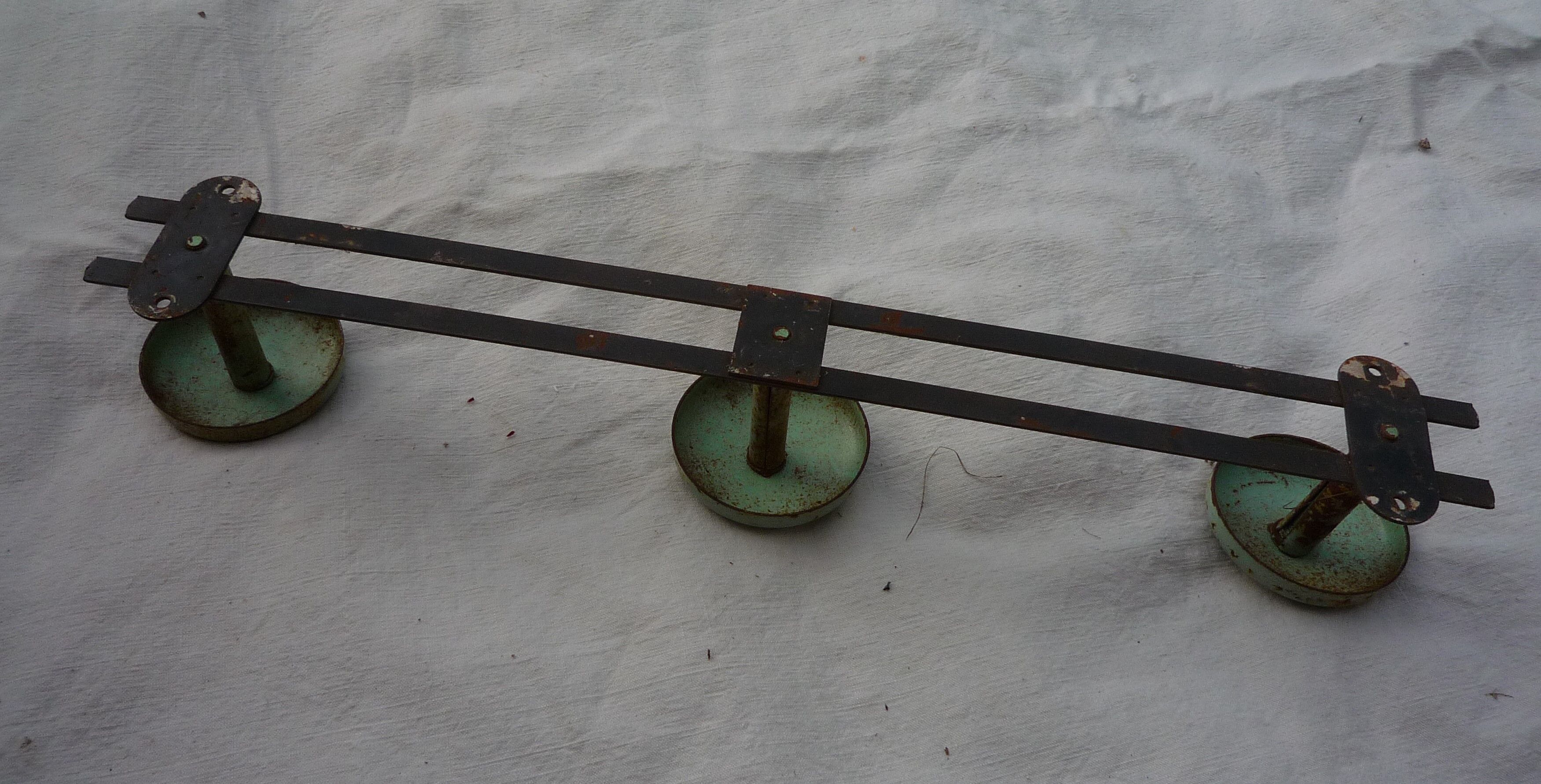 Metal hook, vintage 60s, 3 turquoise blue hooks