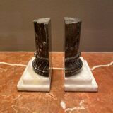 Luxury marble bookend set black and white baroque columns