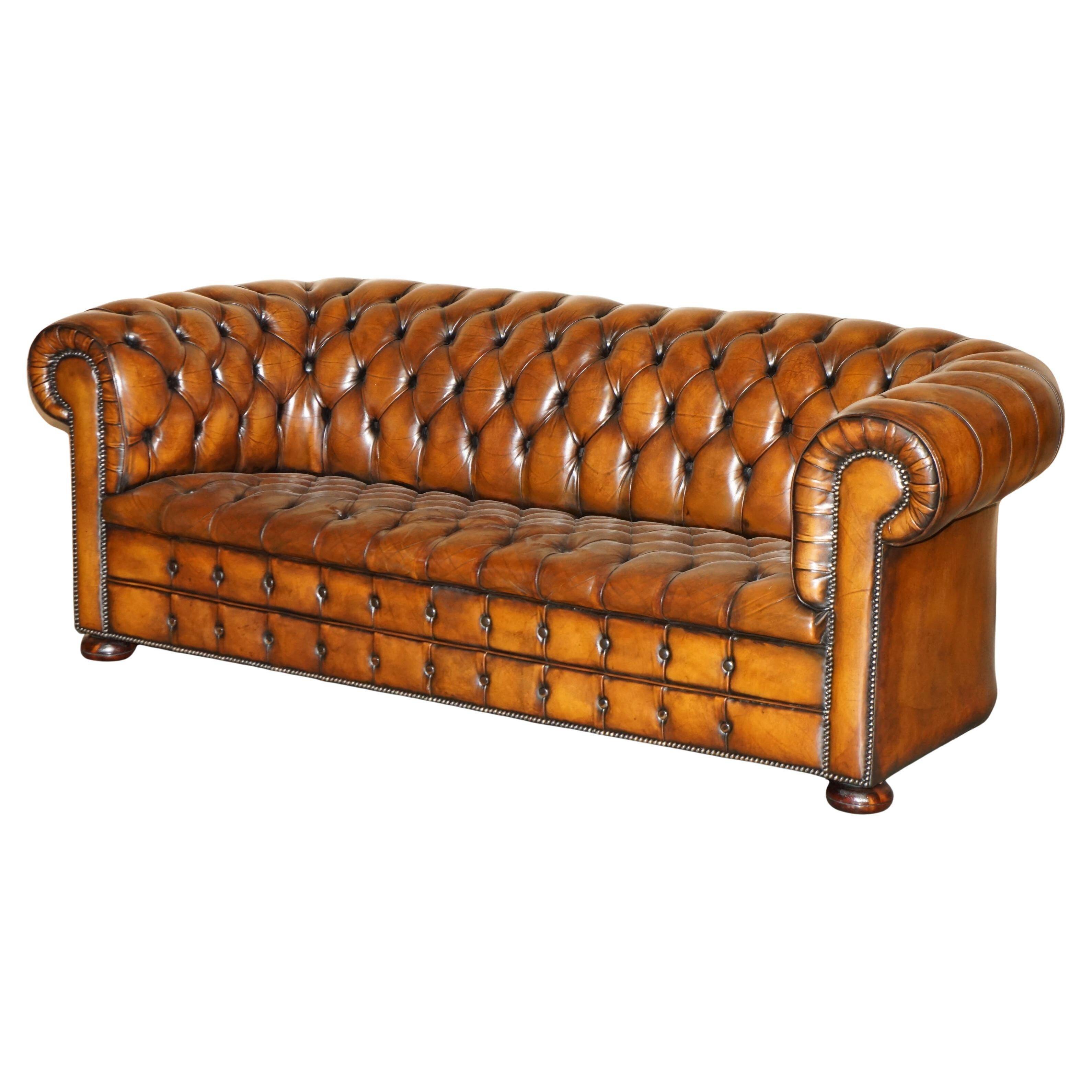 Chesterfield leather sofa, Art Deco style, fully restored.