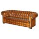 Chesterfield leather sofa, Art Deco style, fully restored.