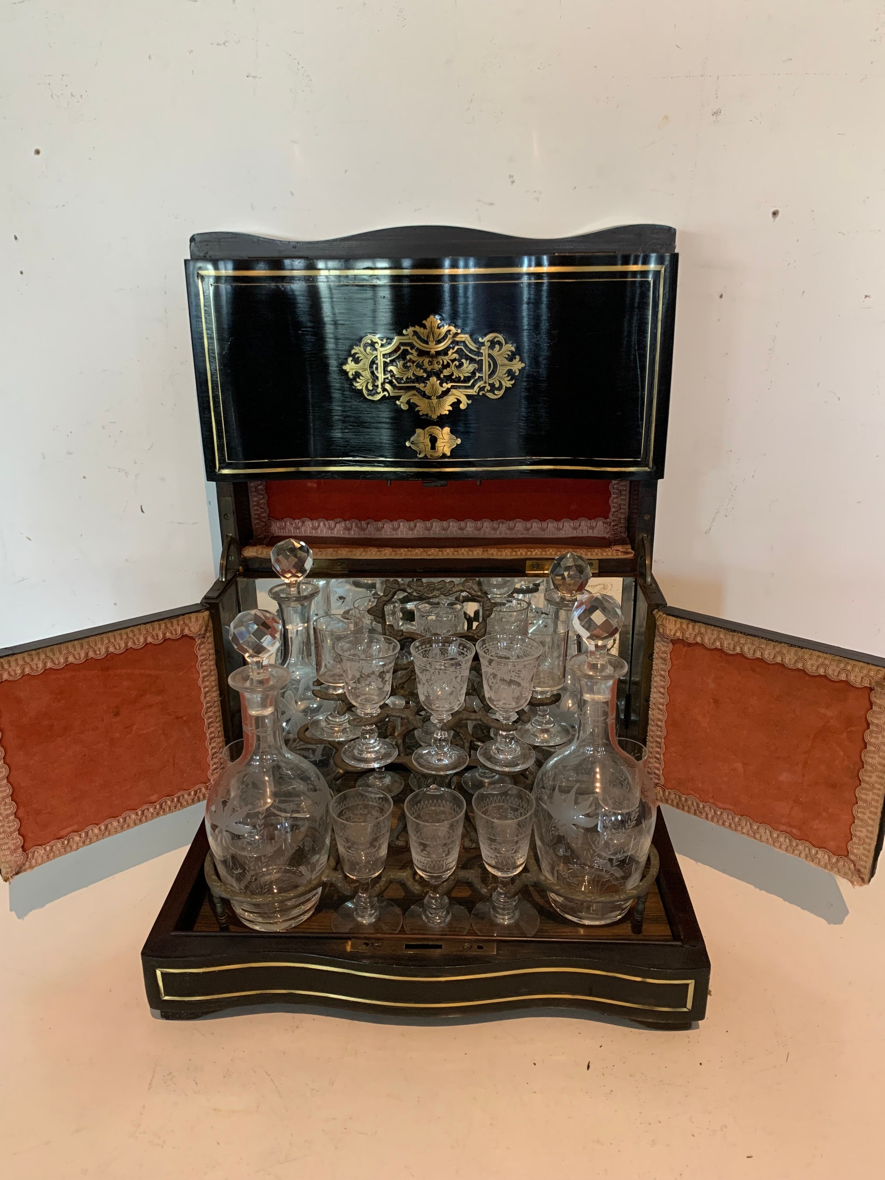 Cellar A Liqueur Complete Boulle Box Napoleon III Box Marquetry XIX Century
