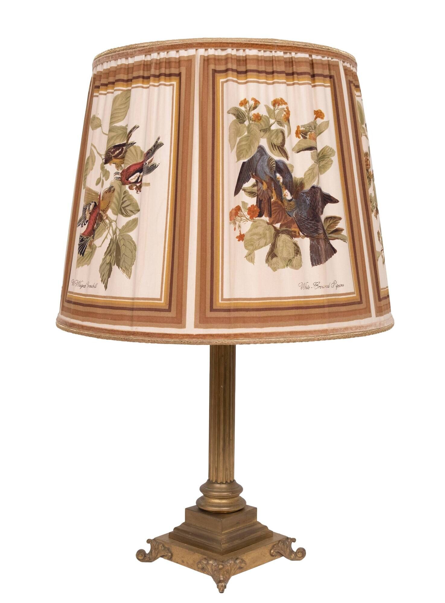 Stunning Tall chunky Bronze Corinthian Column Table Lamp with Bird Shade