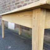 grande table de ferme 175 cm en sapin 1900 brasserie bois naturel brut