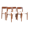 Mid-Century Danish Teak & Wool Dining Chairs model 75 by N. O. Møller for J.L. Møllers, 1960s, Set o