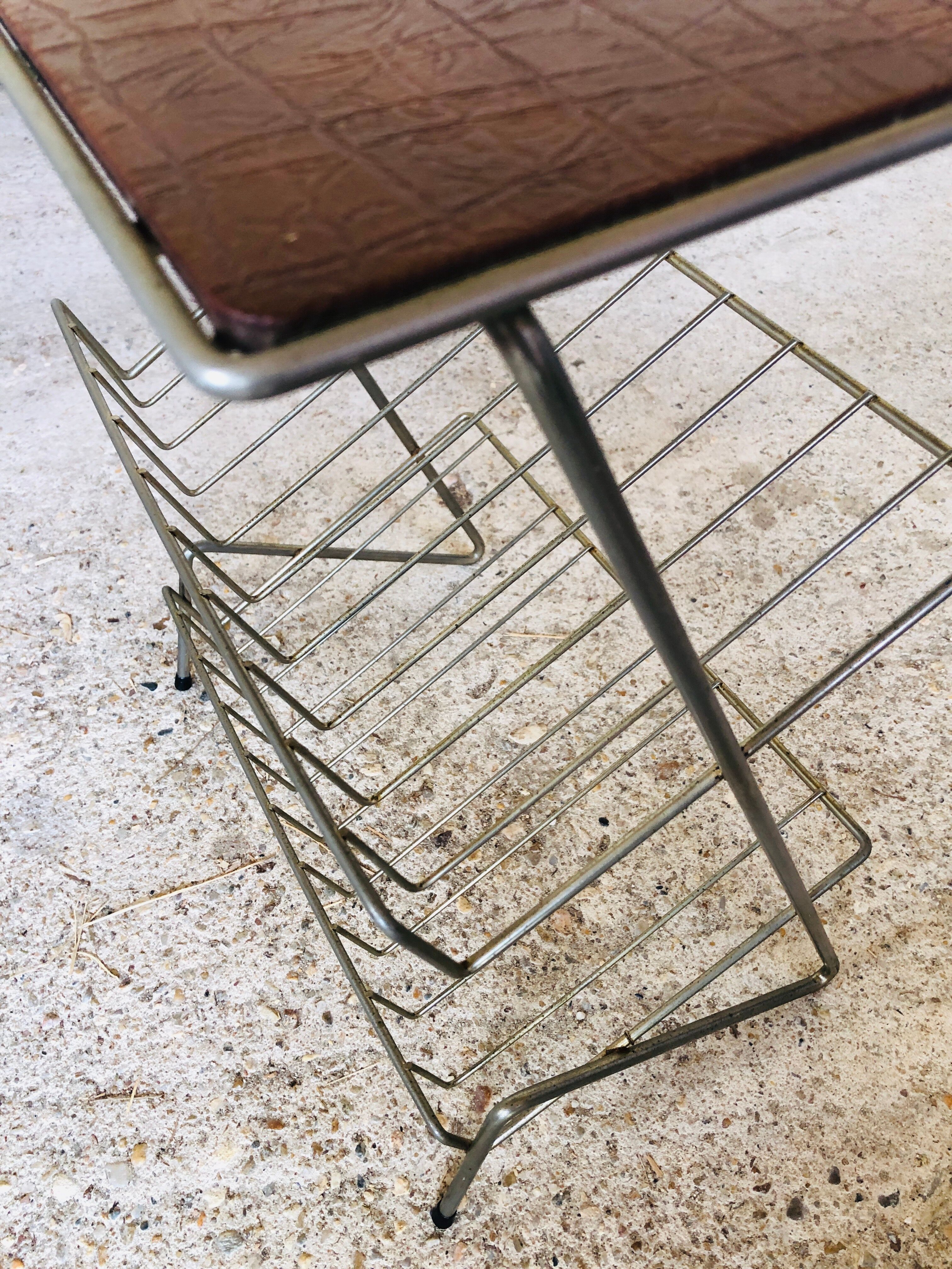 Side table / storage for vinyl top faux leather vintage 60s