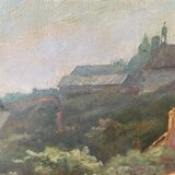 Hst painting "animated landscape" by hf vertet (1847-1924) known as l'abbé vertet