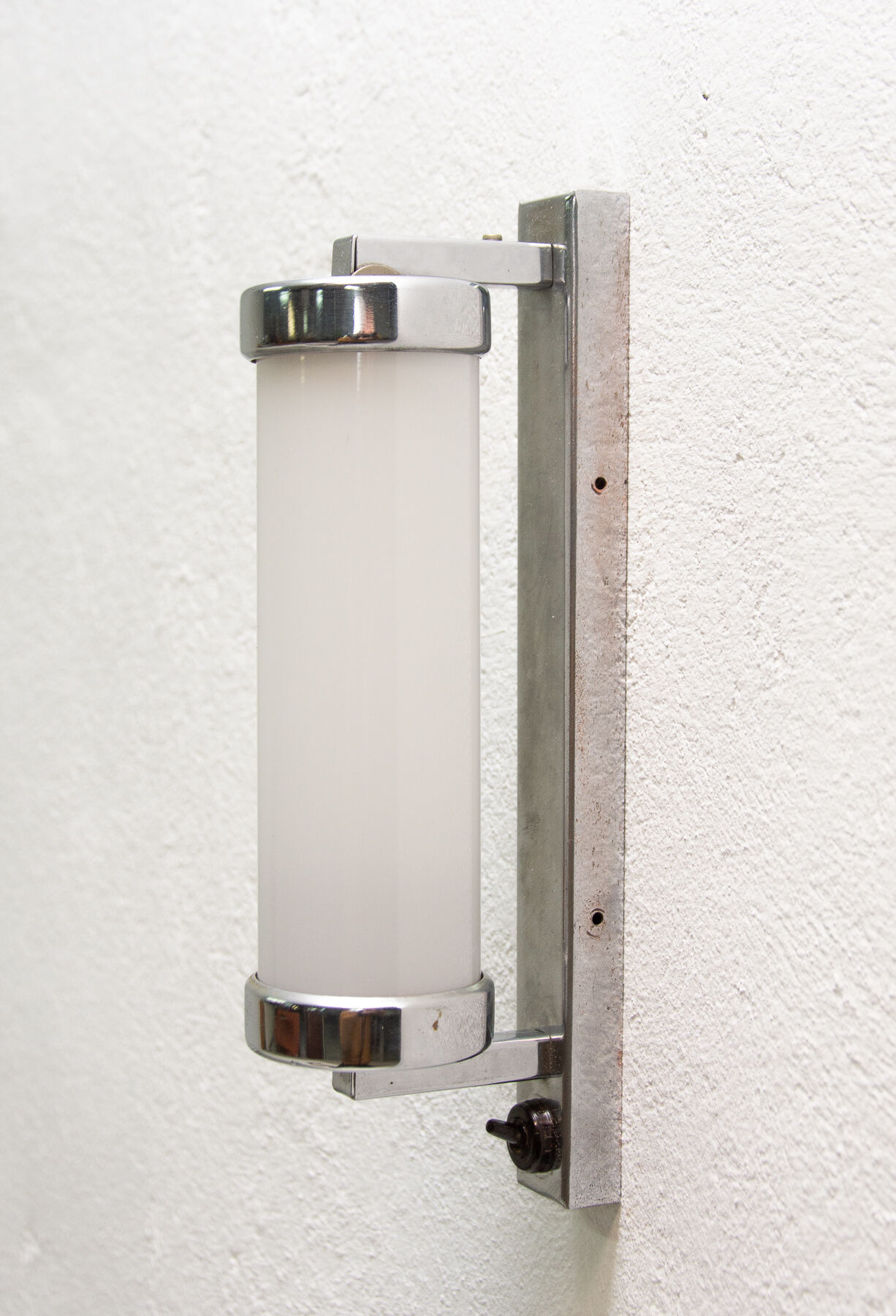Bauhaus chromed roll wall lamp, 1930´s, Bohemia