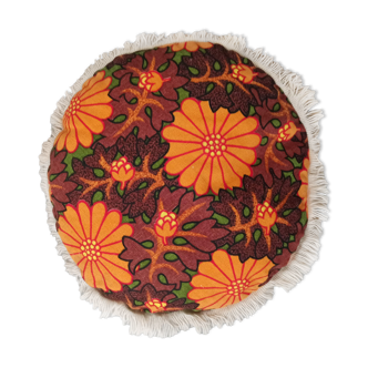 Round cushion year 70 vintage fringes