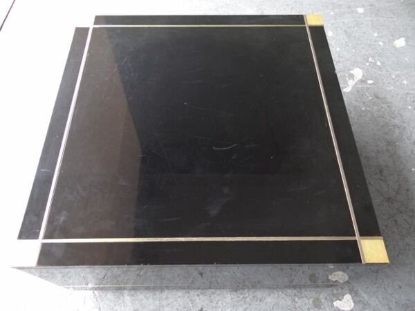 Bout de canapé design laque noire et talossel