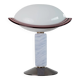 Lampe de table en verre de Murano bleu avec base en métal chrome foncé et abat-jour à rayures de mûre – style Memphis des années 1980, Italie