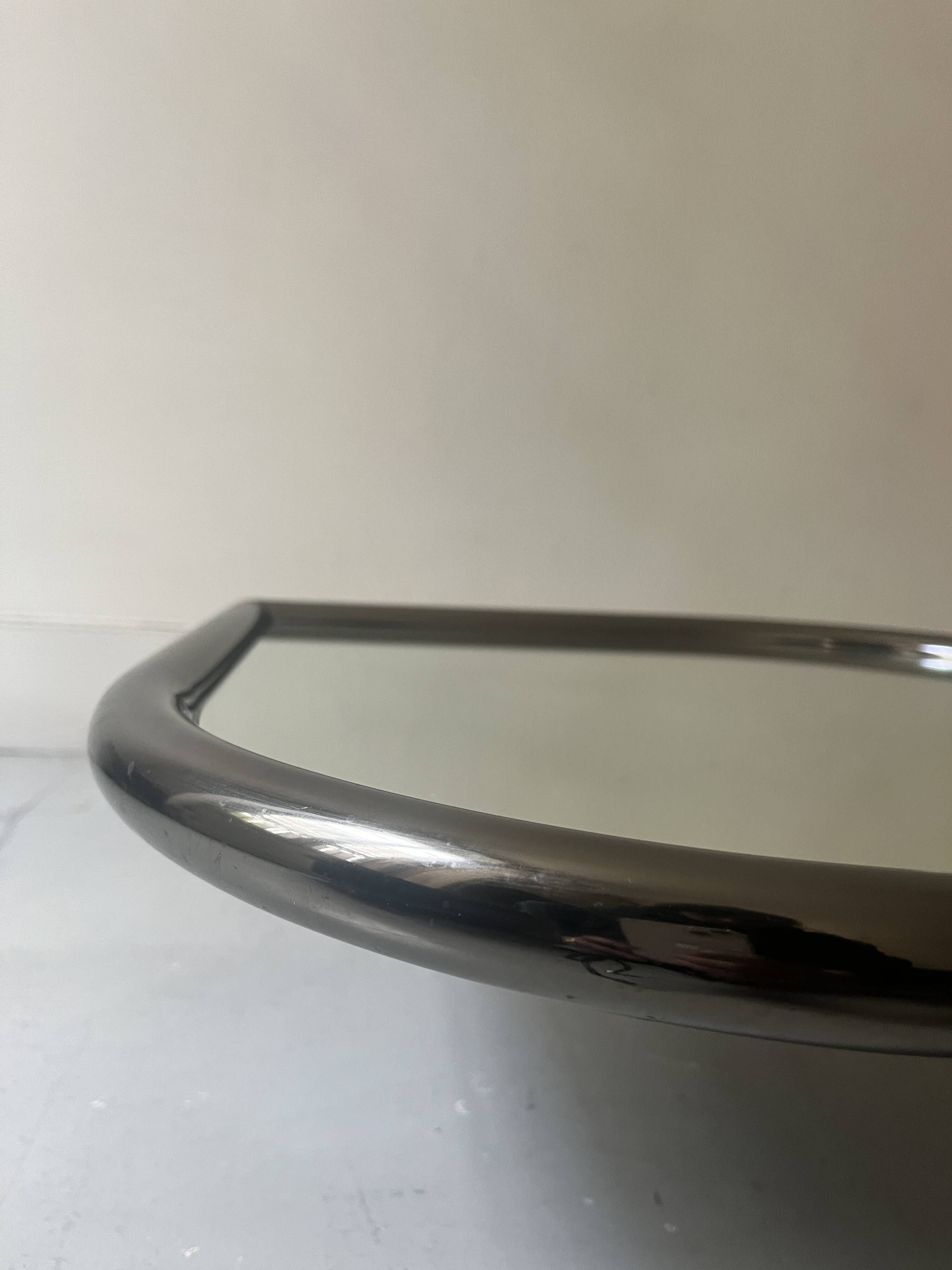 rotating coffee table drop in tubular chrome metal, glass and mirror, design 1970